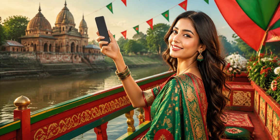 বাংলাদেশে মোবাইলে ক্যাসিনো পেমেন্ট করছেন একজন ব্যবহারকারী লাল ও সবুজ পরিবেশে